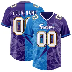Panther Blue Purple Split Lightning Pattern Football Jersey 1