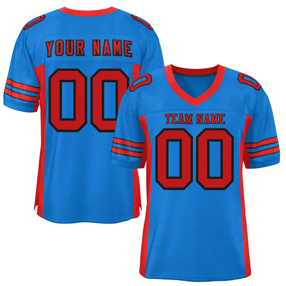 Panther Blue Red Insert Color Mesh Authentic Football Jersey
