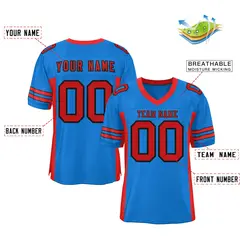 Panther Blue Red Insert Color Mesh Authentic Football Jersey 2