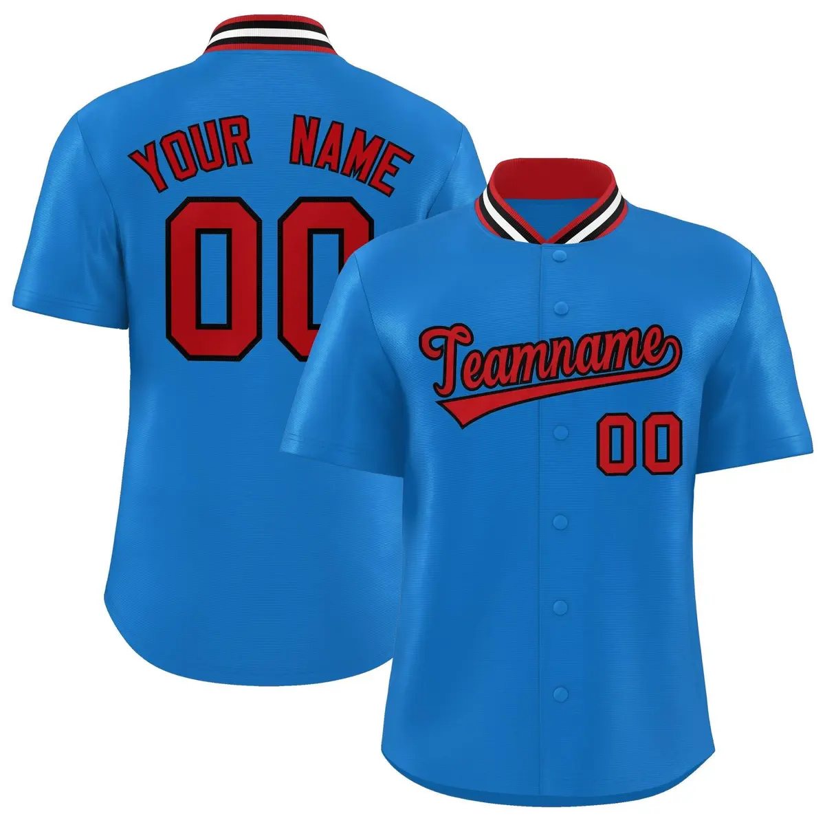 Panther Blue Stand Collar Classic Baseball Jersey