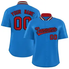 Panther Blue Stand Collar Classic Baseball Jersey