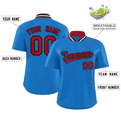 Panther Blue Stand Collar Classic Baseball Jersey 2