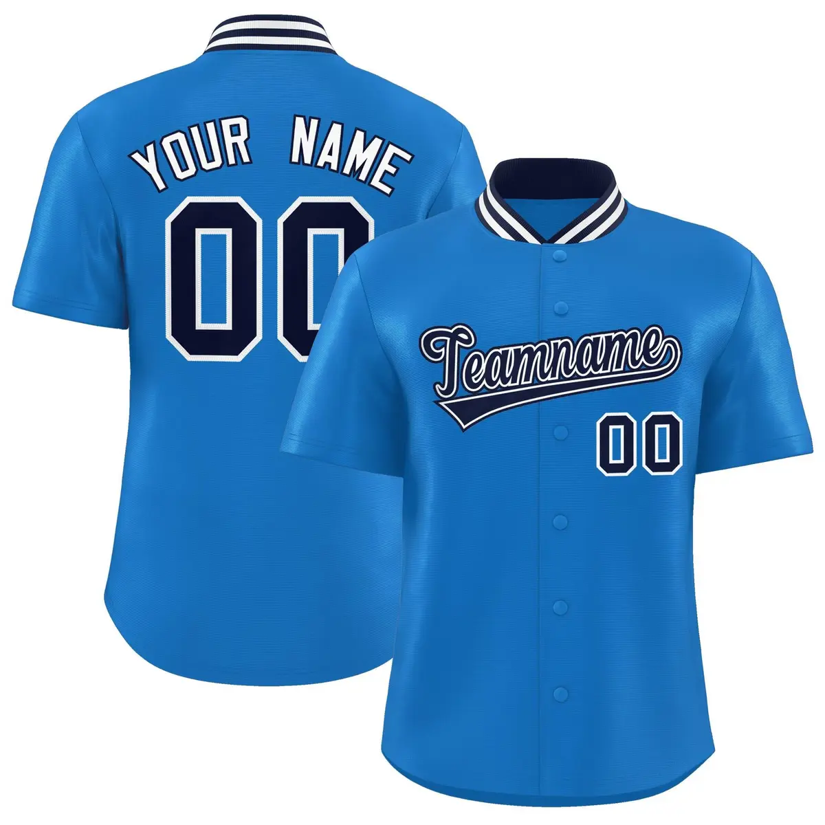 Panther Blue Stand Collar Classic Baseball Jersey