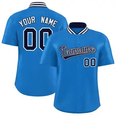 Panther Blue Stand Collar Classic Baseball Jersey