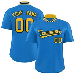 Panther Blue Stand Collar Classic Baseball Jersey