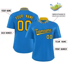 Panther Blue Stand Collar Classic Baseball Jersey 2