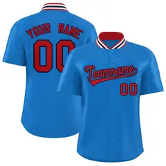 Panther Blue Stand Collar Classic Baseball Jersey