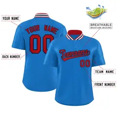 Panther Blue Stand Collar Classic Baseball Jersey 2