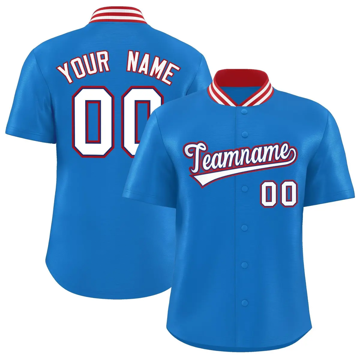 Panther Blue Stand Collar Classic Baseball Jersey