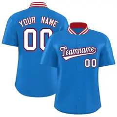 Panther Blue Stand Collar Classic Baseball Jersey