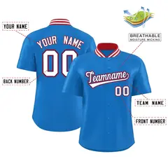 Panther Blue Stand Collar Classic Baseball Jersey 2
