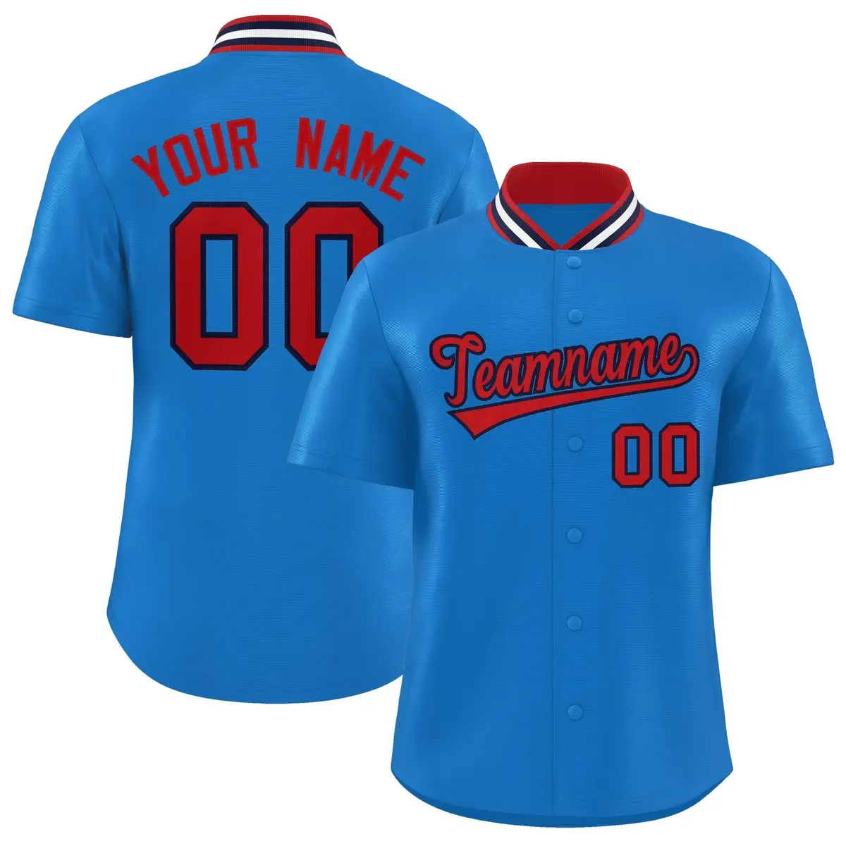 Panther Blue Stand Collar Classic Baseball Jersey