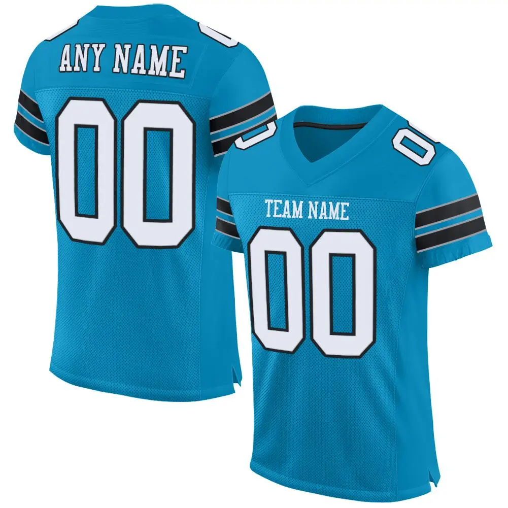 Panther Blue White-Black Mesh Football Jersey
