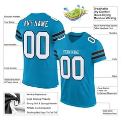 Panther Blue White-Black Mesh Football Jersey 2