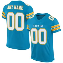 Panther Blue White-Gold Classic Style Mesh Football Jersey 1