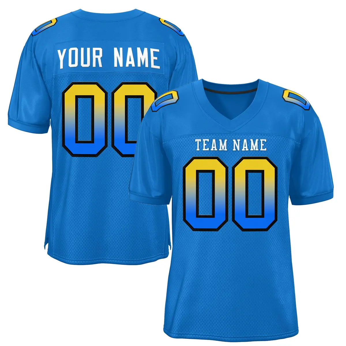 Panther Blue White Gradient Outdoor Football Jersey