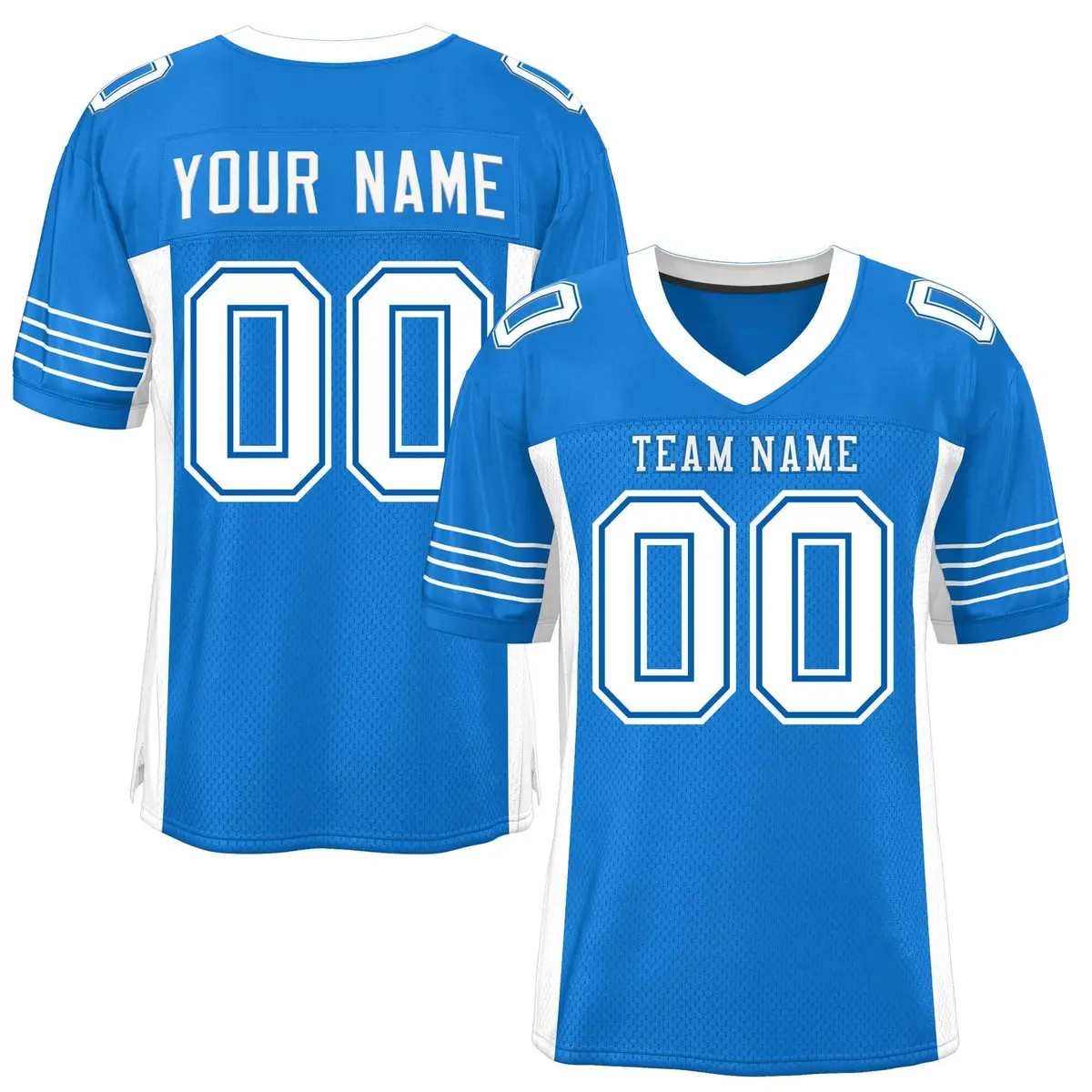 Panther Blue White Insert Color Mesh Football Jersey
