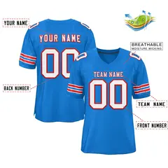 Panther Blue White-Red Classic Authentic Football Jersey 2
