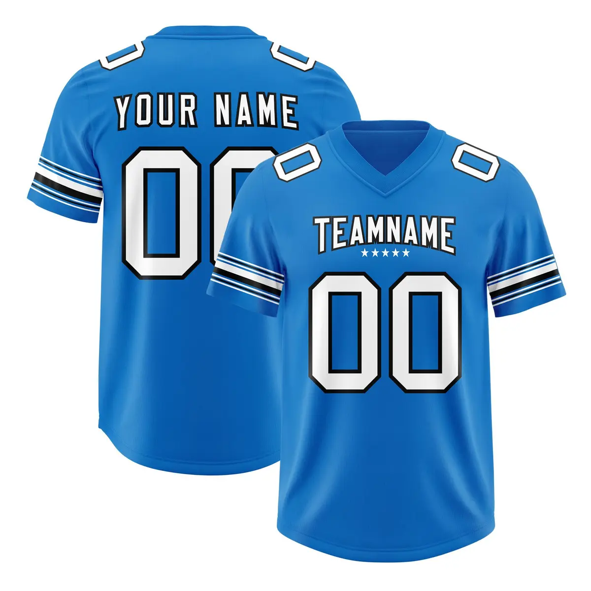 Panther Blue White Retro Sleeve Line Football Jersey