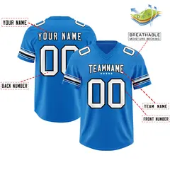 Panther Blue White Retro Sleeve Line Football Jersey 2