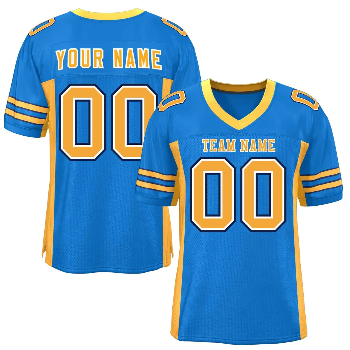 Panther Blue Yellow Insert Color Mesh Football Jersey
