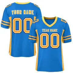 Panther Blue Yellow Insert Color Mesh Football Jersey 1