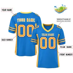 Panther Blue Yellow Insert Color Mesh Football Jersey 2