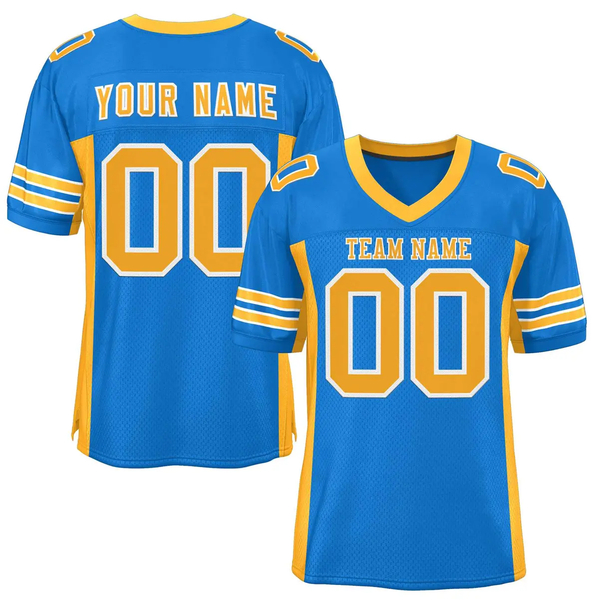 Panther Blue Yellow Insert Color Mesh Football Jersey