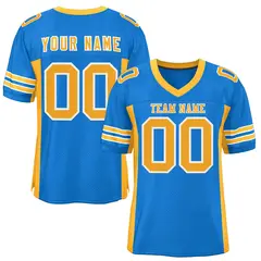 Panther Blue Yellow Insert Color Mesh Football Jersey 1