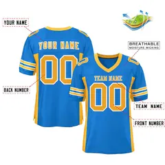 Panther Blue Yellow Insert Color Mesh Football Jersey 2