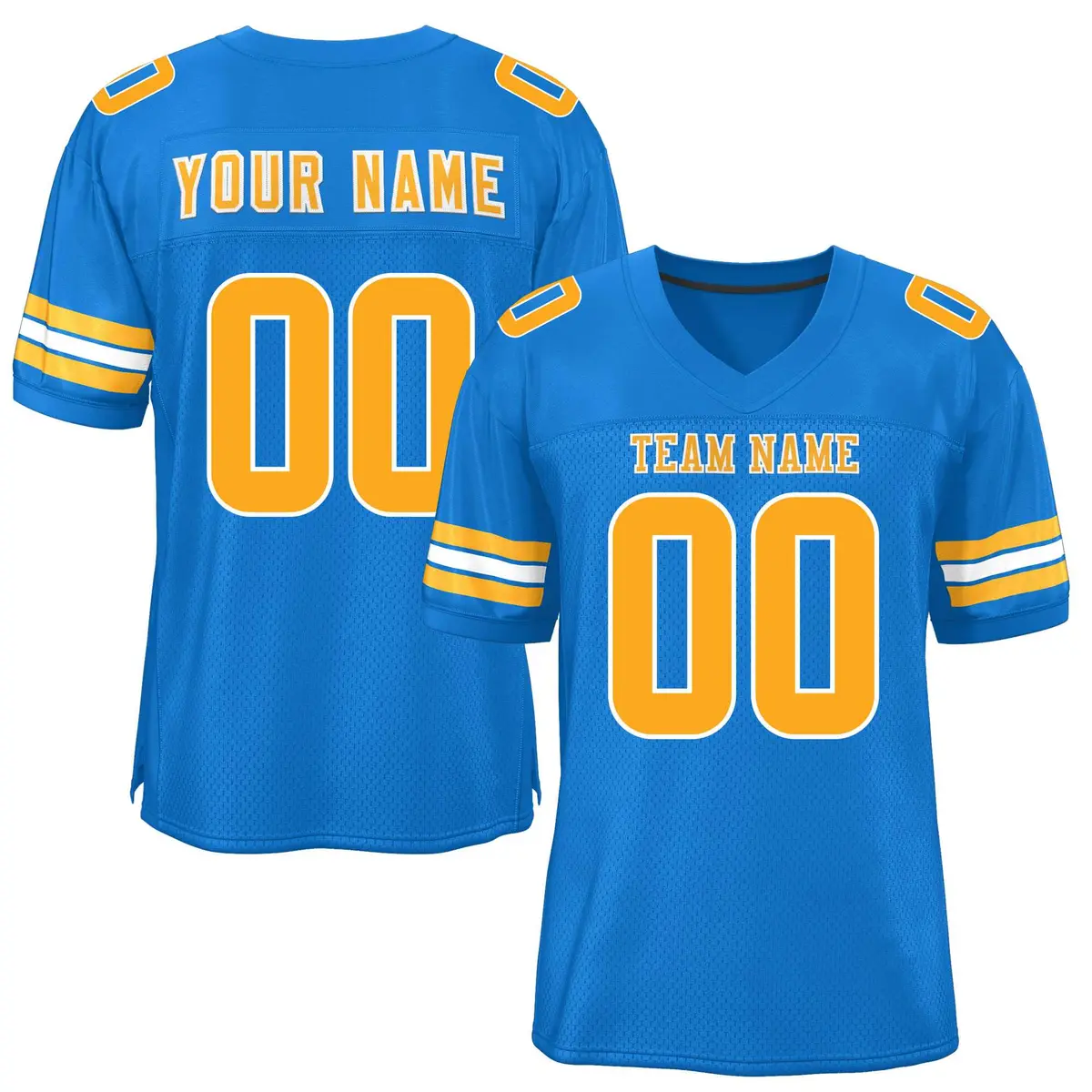 Panther Blue Yellow-White Classic Mesh Football Jersey
