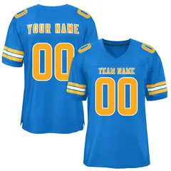 Panther Blue Yellow-White Classic Mesh Football Jersey