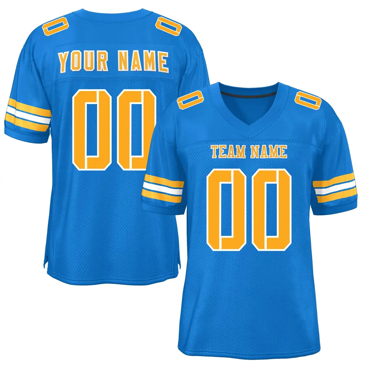 Panther Blue Yellow-White Classic Mesh Football Jersey