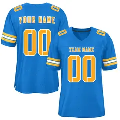 Panther Blue Yellow-White Classic Mesh Football Jersey 1
