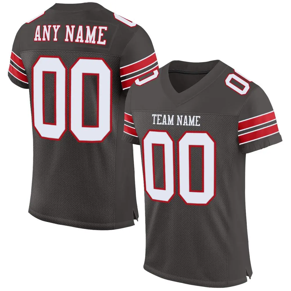 Pewter White-Red Classic Mesh Authentic Football Jersey