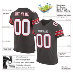 Pewter White-Red Classic Mesh Authentic Football Jersey 2
