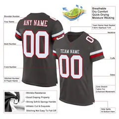 Pewter White-Red Classic Mesh Authentic Football Jersey 2
