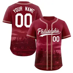 Philadelphia Skyline Baseball Jersey Crimson White-Crimson