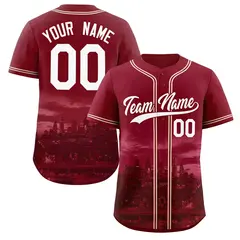 Philadelphia Skyline Baseball Jersey Crimson White-Crimson