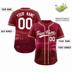Philadelphia Skyline Baseball Jersey Crimson White-Crimson 2