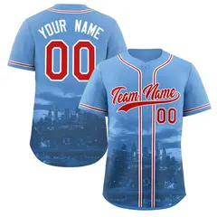 Philadelphia Skyline Baseball Jersey Powder Blue Red-White