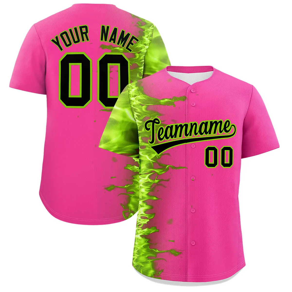 Pink 3D Flame Design Authentic Baseball Jersey
