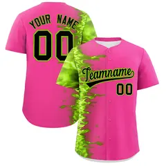 Pink 3D Flame Design Authentic Baseball Jersey