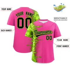 Pink 3D Flame Design Authentic Baseball Jersey 2