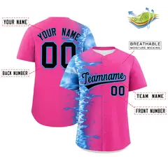 Pink 3D Flame Design Authentic Baseball Jersey 2