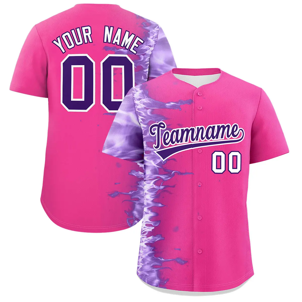Pink 3D Flame Design Authentic Baseball Jersey