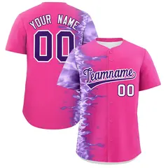 Pink 3D Flame Design Authentic Baseball Jersey 1