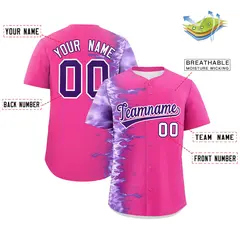 Pink 3D Flame Design Authentic Baseball Jersey 2