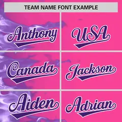 Pink 3D Flame Design Authentic Baseball Jersey 3