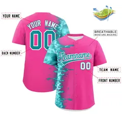 Pink 3D Flame Design Authentic Baseball Jersey 2